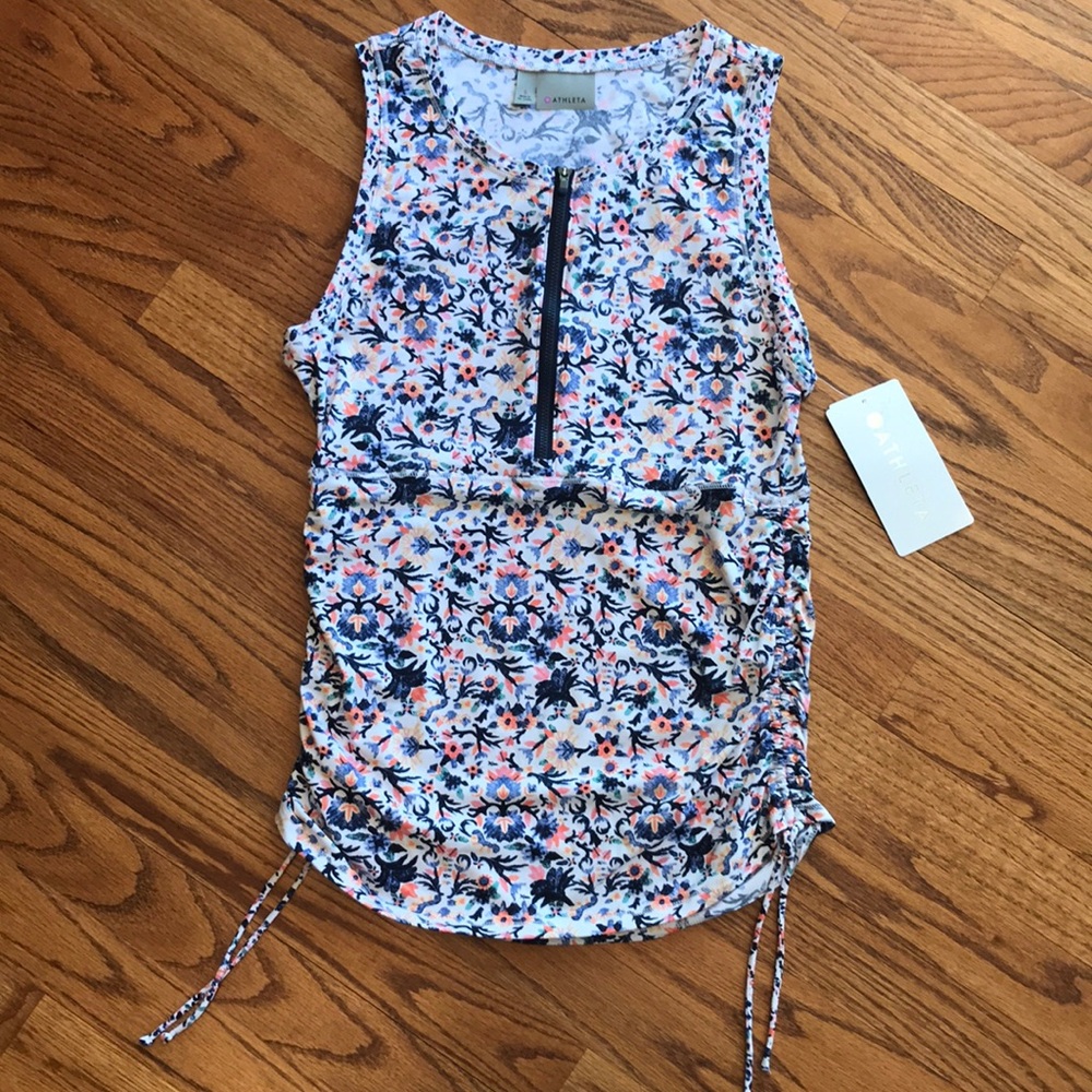 Athleta Barbados Zip Scrunch Rashguard, Size Small